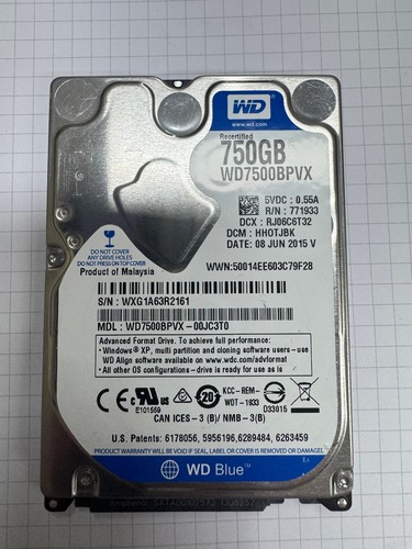750 GB 6,4cm (2,5“) Festplatte WesternDigital WD7500BPVX 5400RPM SATA III 9,5mm