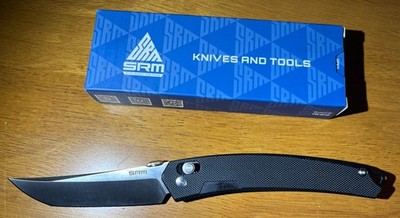 SRM Knives 9211 Folding Knife Ambi Lock, Satin Tanto Blade, Black G10 New In Box