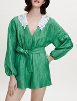 Maje Playsuit Damen GrüN Gr. 36 S Bestickt Leinenmix MFPCO00258