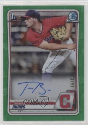 2020 Bowman Draft Chrome Picks Green Refractor 73/99 Tanner Burns Auto 02d2