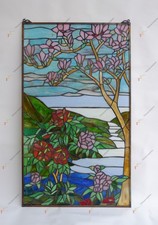20" x 33.5" Tiffany Style stained glass window panel Cherry Blossom HF229