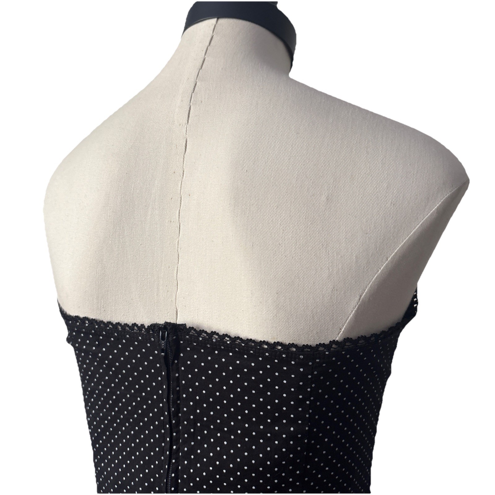 EUC Ruby Rox Black white polka-dot Strapless Butt… - image 7