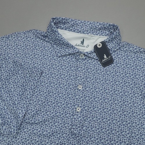 Johnnie-O Men's Lake Blue Four Leaf Clover Featherweight Golf Polo NWT $110