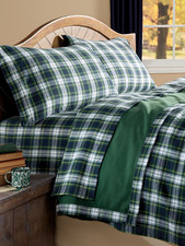 Yarn-Dyed Plaid Portuguese Cotton Flannel Sheet Set, Dress Gordon Plaid