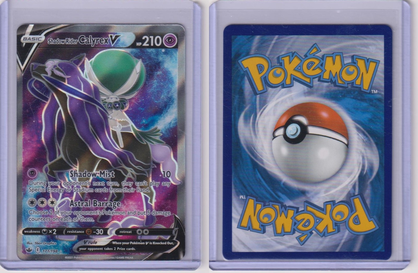 Shadow Rider Calyrex V 171/198 Rare Ultra Chilling Reign Pokemon NEAR MINT