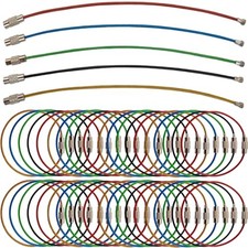 ROYHOO 60PCS 6 inch Steel Wire Keychain, Colored Nylon Coated Stainless Steel