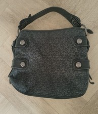 Borsa a mano DKNY jacquard grigio nero bordo in pelle