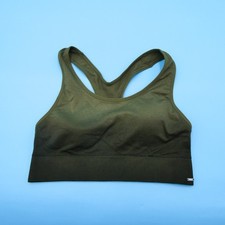 Victorias Secret Sports Bra Medium Green Ribbed Seamless Lightly Lined Pullover