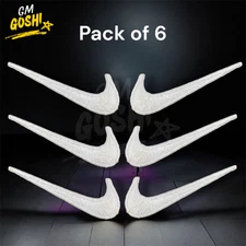 White Embroidered Swoosh Left & Right 2.5" Size Iron On Pack of 6 Swooshes