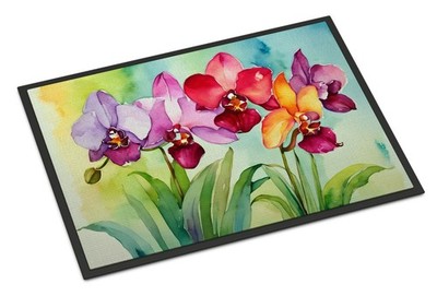 NEW Orchids in Watercolor Doormat Front Door Mat Indoor Outdoor Rugs for