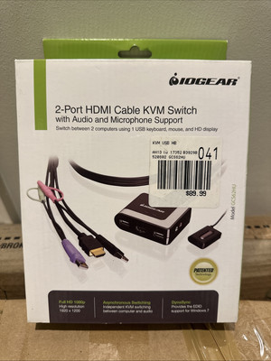 IOGEAR 2-Port HDMI KVM Switch Audio & Mic Support (HD 1080p, Model GCS62HU)