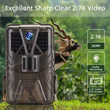 Wildlife Trail Camera 36MP 2.7K Game Outdoor Motion Hunting Cam Night Vision