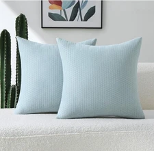FUTEI Blue Decorative Throw Pillow Covers 18x18 Inch Set of 2, Soft Chenille