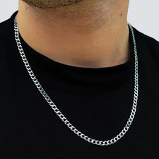 GENUINE Sterling Silver 925 Chain Cuban Link 4mm 20 Inch for Men Women Hip Hop