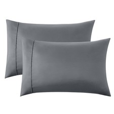 Bedsure Pillow Cases Queen Set of 2 - Dark 20" x 30" , 01 - Grey