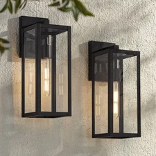 John Timberland Titan 17" Mystic Black Outdoor Wall Lights Set of 2
