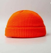 Oranger Short Fisherman Beanie Hat Ribbed Docker Warm Knitted Skull Cap cuff