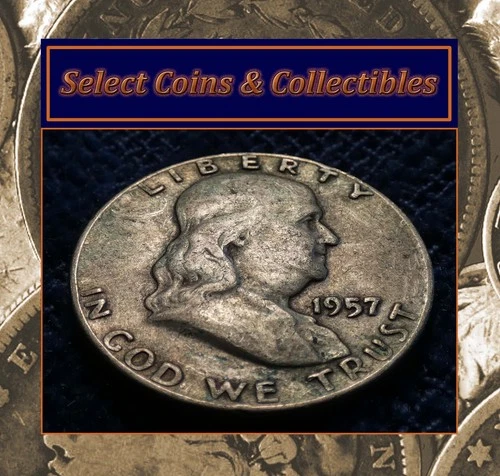 1957-D Franklin 90% Silver Half Dollar Old Original Album Toning! #3531