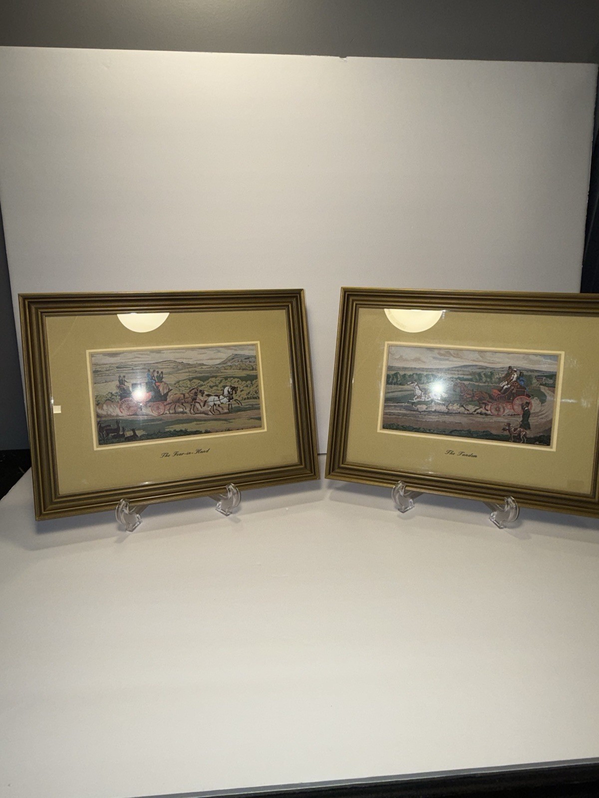J & J Cash Ltd Woven Silk Pictures Pair &ndash; The Tandem & The Four-in-Hand &ndash; Rare