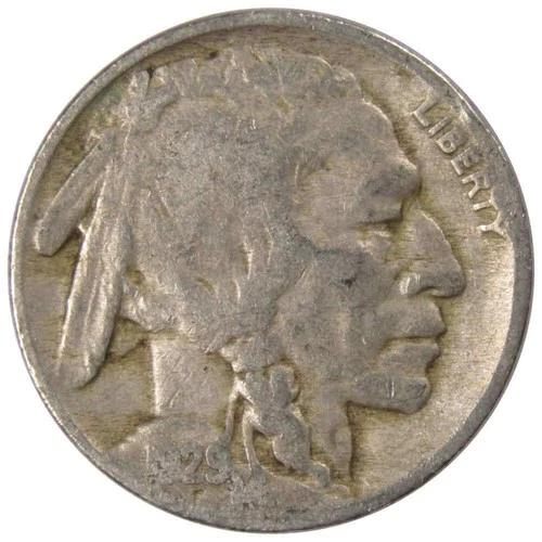 1929 Indian Head Buffalo Nickel 5 Cent Piece VG Very Good 5c US Coin Collectible