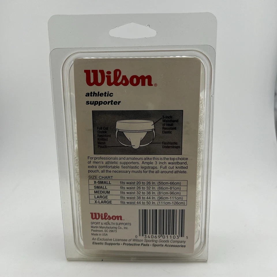 复古 Wilson Jockstrap 运动支持者美国中号全新带盒 — 第 2/2 张图片