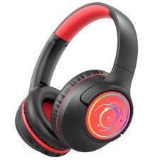 Kids Bluetooth Headphones w/ Colorful LED, 85H Playtime, Safe Volume, Black