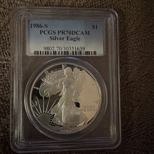 1986-S PR70 DCAM American Silver Eagle PCGS Blue Label