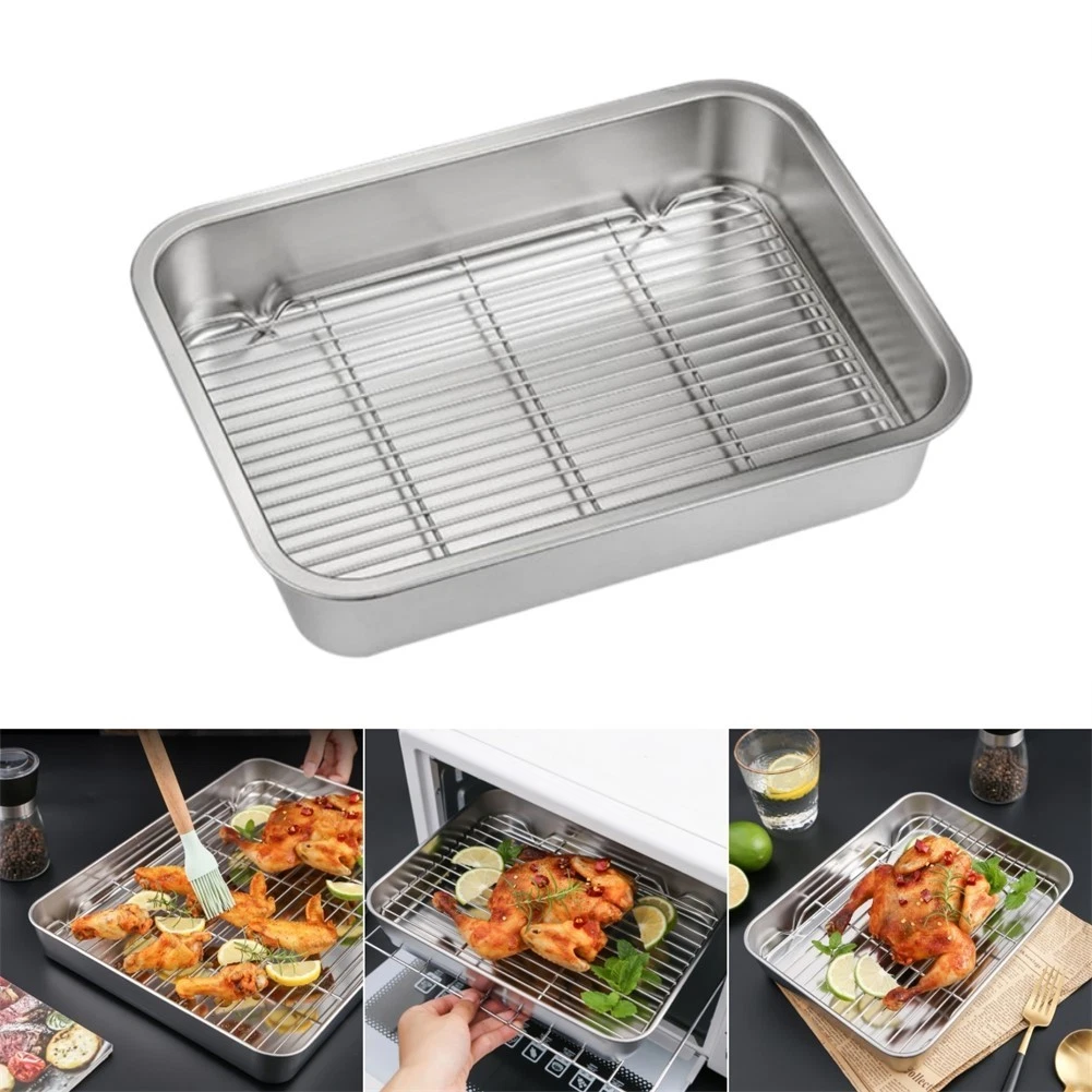 Efficient Stainless Steel Baking Tray with Cooling Rack for Superior Results