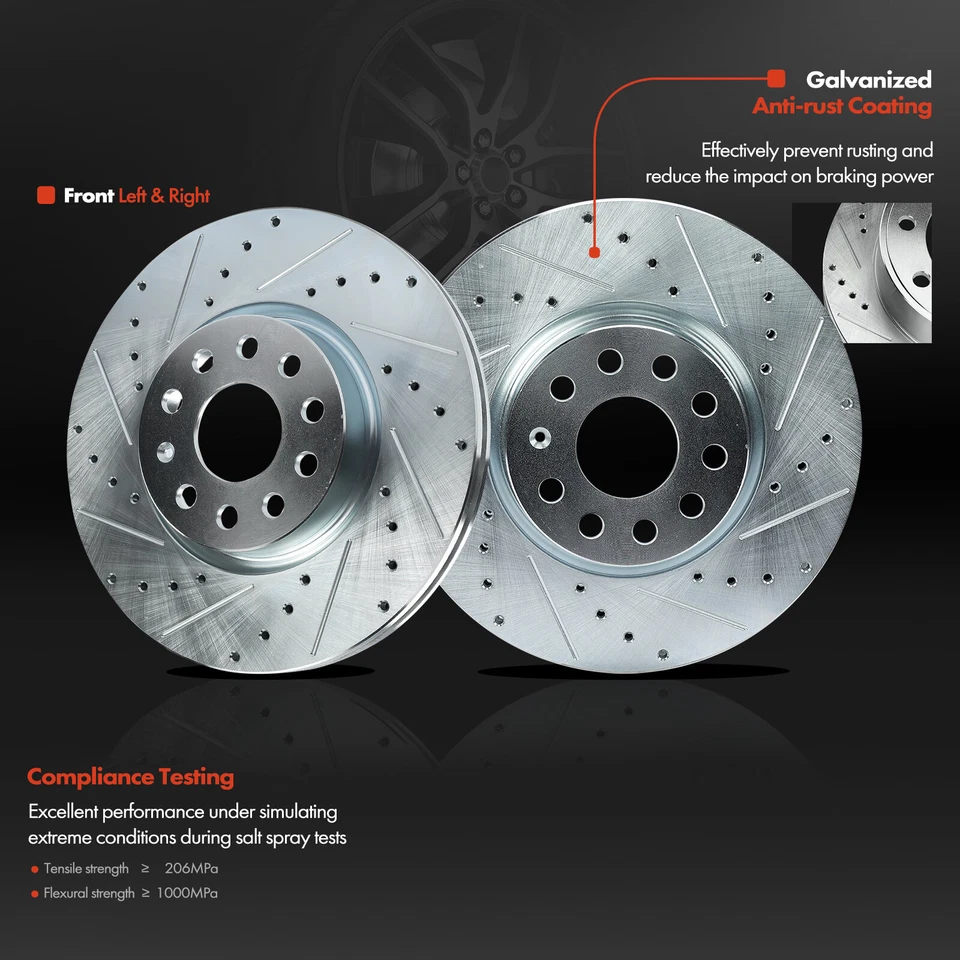 Rotores de freno delanteros perforados y pastillas de freno de cerámica para Audi A3 Quattro Volkswagen CC Foto 4 de 4