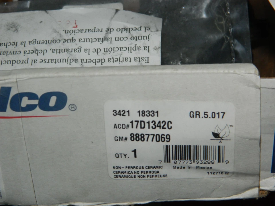 NUEVO JUEGO DE ZAPATAS DE FRENO CERÁMICAS DELANTERAS ACDELCO 17D1342C PARA MERCEDES BENZ Foto 3 de 3