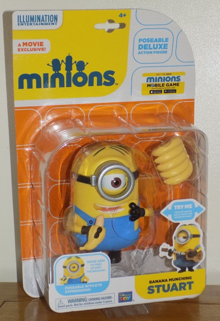 Minions Banana Munching Stuart Poseable Deluxe Action Figure NEW