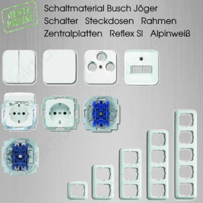 BUSCH J�GER Schalter Steckdosen Rahmen Zentralplatten Busch Jäger Jaeger Reflex SI alpinweiß