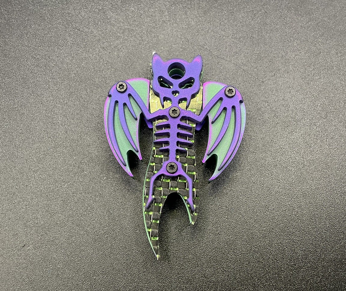 Maulini Mob Collab Titanium/Green CF Phantasm Skelly Mini EDC Bottle Opener
