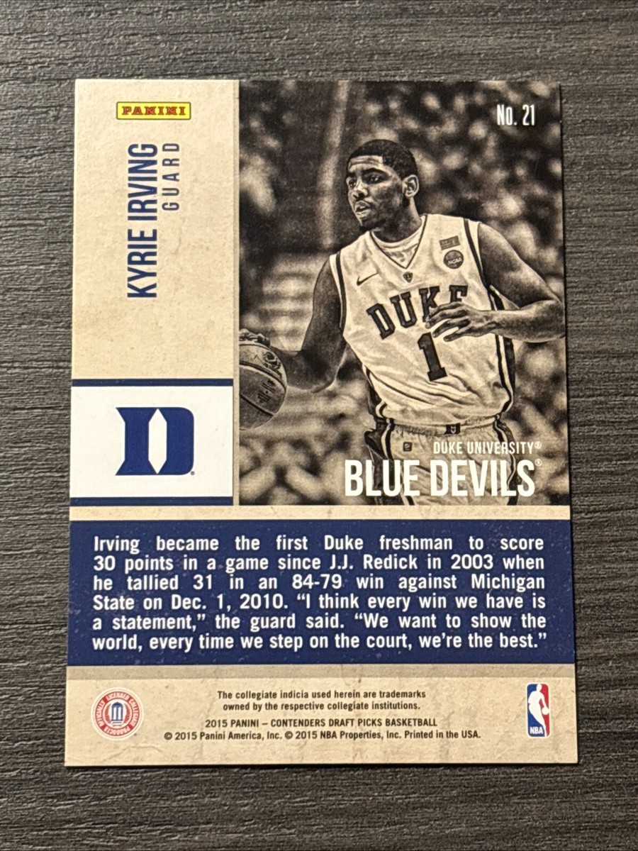 2015-16 Contenders Draft Picks Old School Colors Kyrie Irving #21 Duke