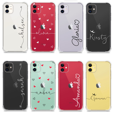 Personalisierte Hülle für iPhone 15 14 13 12 11 X 7 8 Name Klar Silikon Cover Geschenk