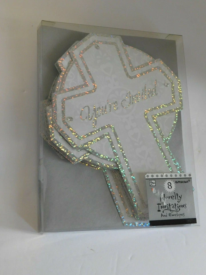 Cristiana Brillante Cruz Invitaciones 8 Pk Bautizo Boda Bautizo Foto 2 de 4