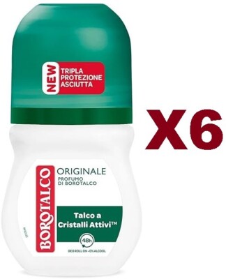 6 STÜCK ORIGINAL BOROTALCO ROLL ON DEODORANT 50 ML 48H MIT MICROTALCO ROLLER