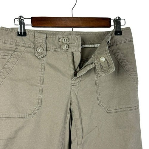 Old Navy Tan Corduroy Bootcut Stretch Pants Women's 2 Button Flap Pockets - Picture 6 of 9