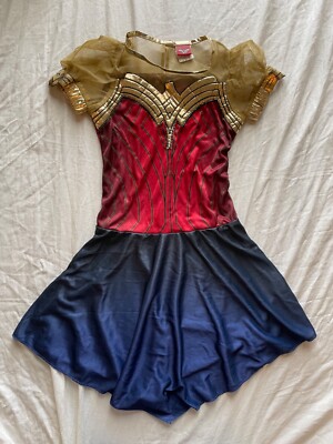 Girls Wonder Woman Movie Warrior Costume Dress Reb Blue Gold Amscan Medium 8 10