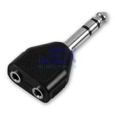 2-way Headphone Audio Splitter 1/4" 6.35mm to 1/8" 3.5mm Stereo Jack