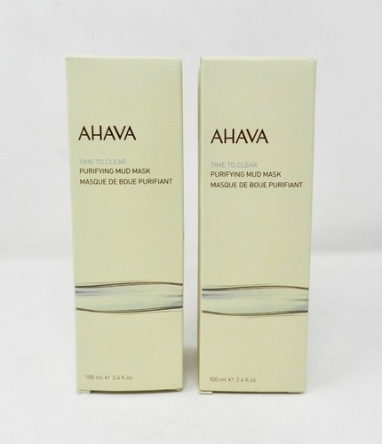Ahava Time To Clean Purifying Mud Mask 3.4 fl oz Full Size Set Of 2 - Picture 7 of 8