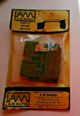 AM Models (Div. of Tomar Ind.) HO #301 SIMPLE BEAM BRIDGE Kit - Details Below