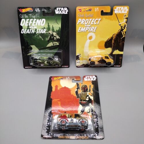 Star Wars Hot Wheels Lot of 3 Super 1/5 1985 Ford Transit 3/5 Astro Van 4/5 Toys