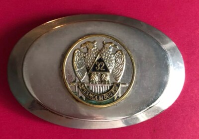 Shriner Free Mason 32nd Degree Scottish Rite Belt Buckle SPES MEA IN DEO EST