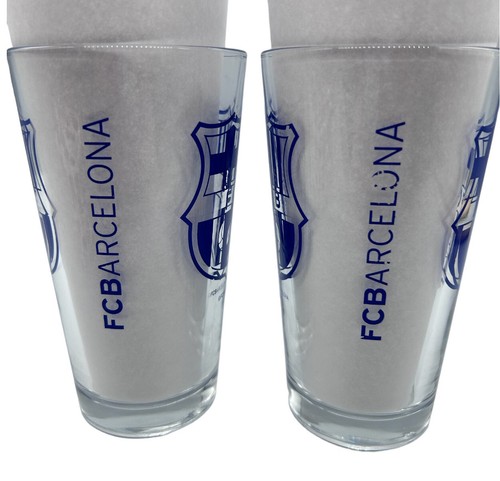 Juego De 2 Gráficos De Colección FC Barcelona Fútbol Vaso De Cerveza Fútbol Azul - Imagen 8 de 10