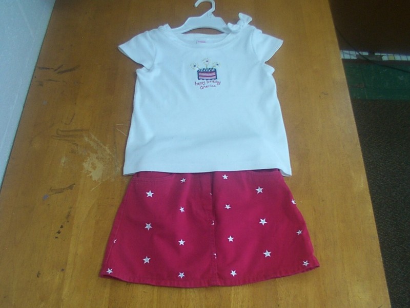 Vtg. July 4th Gymboree Star Embroidered Skirt & Happy Birthday America Top-Sz 7