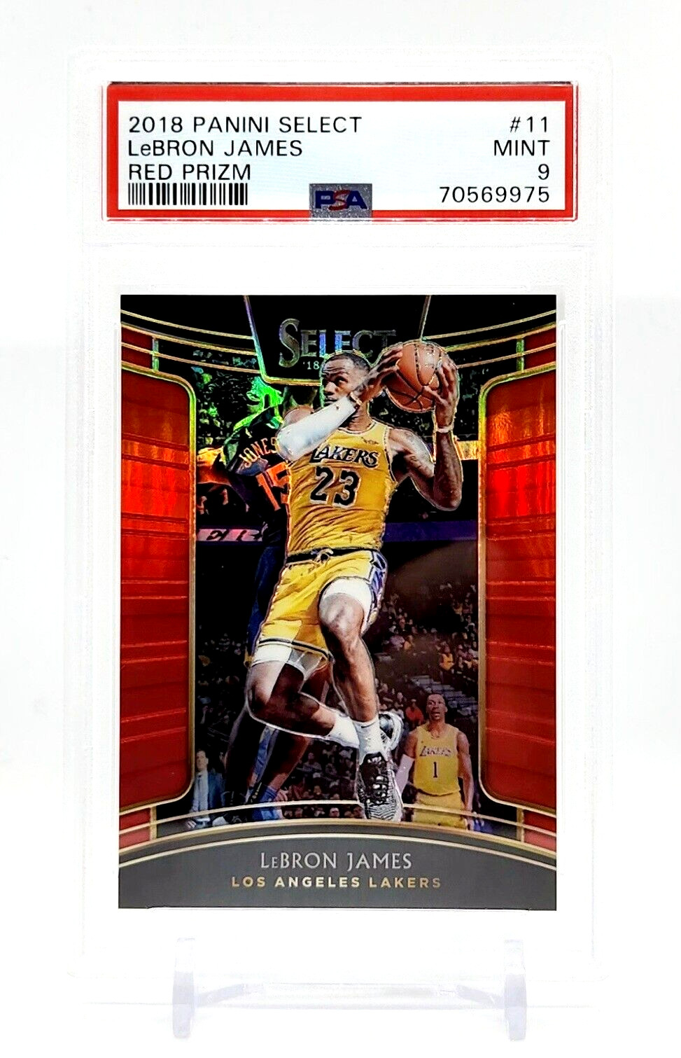 2018-19 Panini Select LeBron James RED PRIZM /199 #11 PSA 9 FIRST LAKERS YEAR