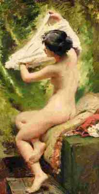 makovsky beauty preparing to bathe A4 Photo