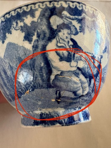 ANTIQUE TRANSFERWARE TEA BOWL & SAUCER, Shepherd & Sheep Pattern C 1820 - Picture 10 of 11