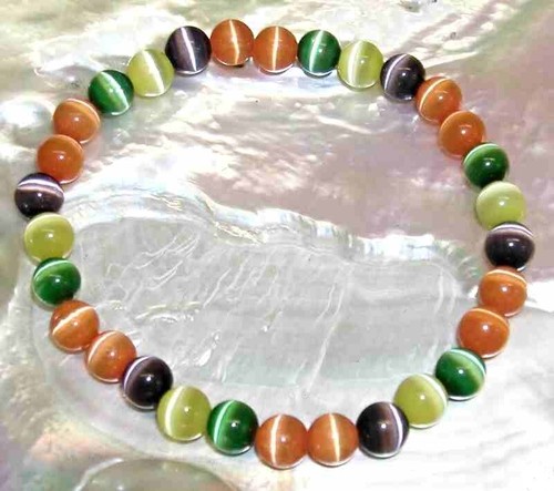 PULSERA de OJO de GATO 6 mm Muticolor. Ojo de gato propicia la buena suerte - Imagen 2 de 3